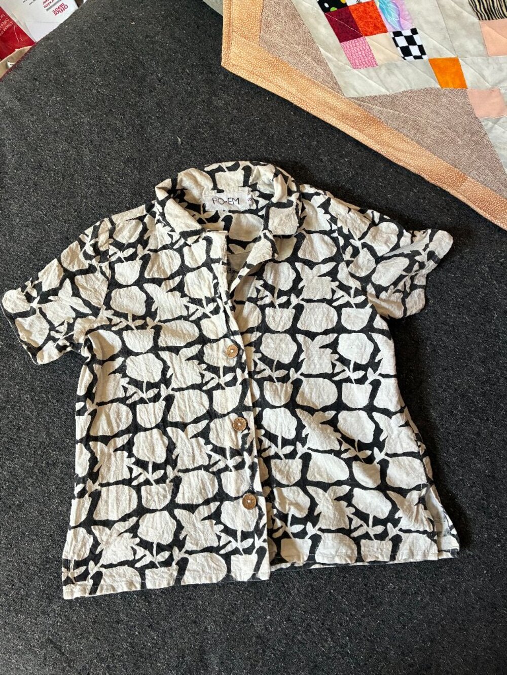 Poem short sleeve button up blouse